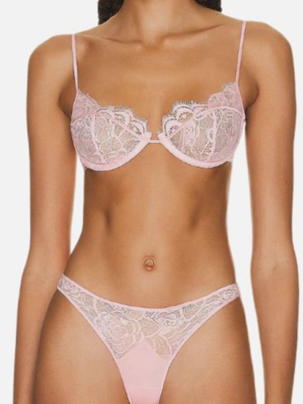 Kiki De Montparnasse Women's Pink Silk Underwire Coquette Demi Bra Size 34B